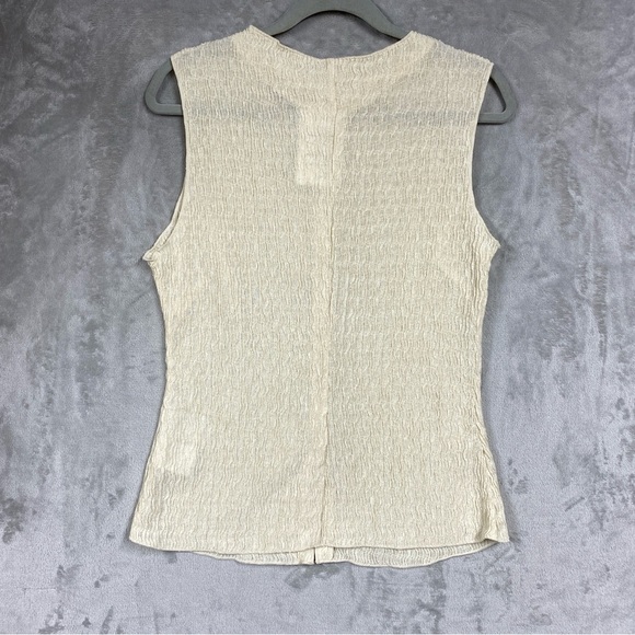 NEW H&M Button Up Vest Textured Jersey Waistcoat Dainty Size M Cream - Picture 4 of 7